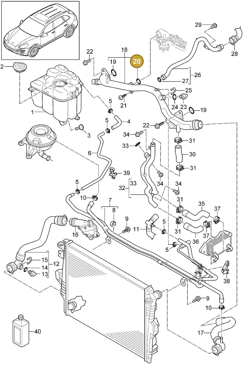 95810635710 — Porsche Cayenne (2010-2018) diagram p37105060, position 20
