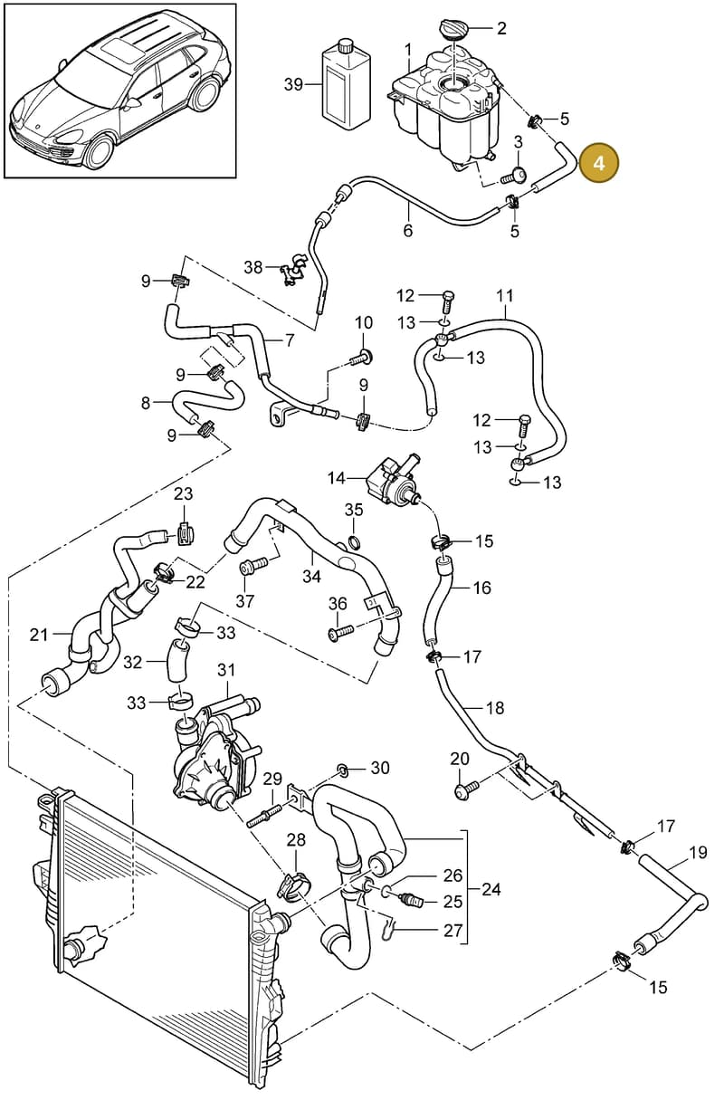 95810635900 — Porsche Cayenne (2010-2018) diagram p37105070, position 4