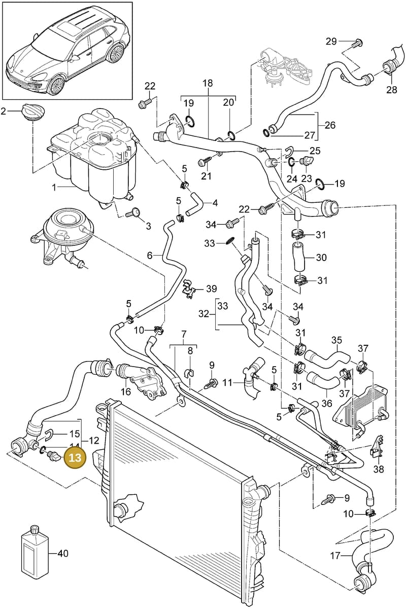 95810636501 — Porsche Cayenne (2010-2018) diagram p37105060, position 13