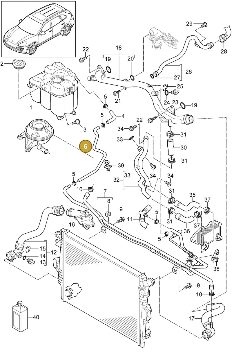 95810637310 — Porsche Cayenne (2010-2018) diagram p37105060, position 6