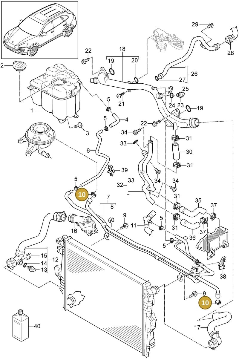 95810637402 — Porsche Cayenne (2010-2018) diagram p37105060, position 10