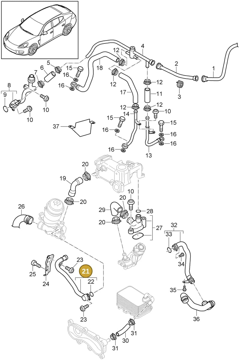 95810637501 — Porsche Panamera (2009-2016) diagram p35105070, position 21
