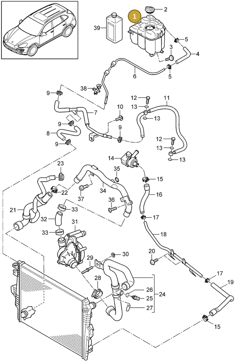 95810637511 — Porsche Cayenne (2010-2018) diagram p37105070, position 1