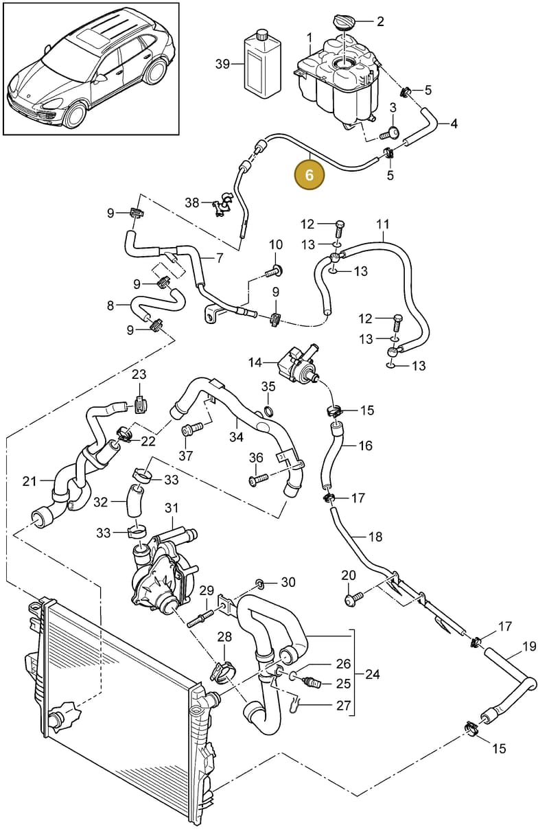 95810637610 — Porsche Cayenne (2010-2018) diagram p37105070, position 6