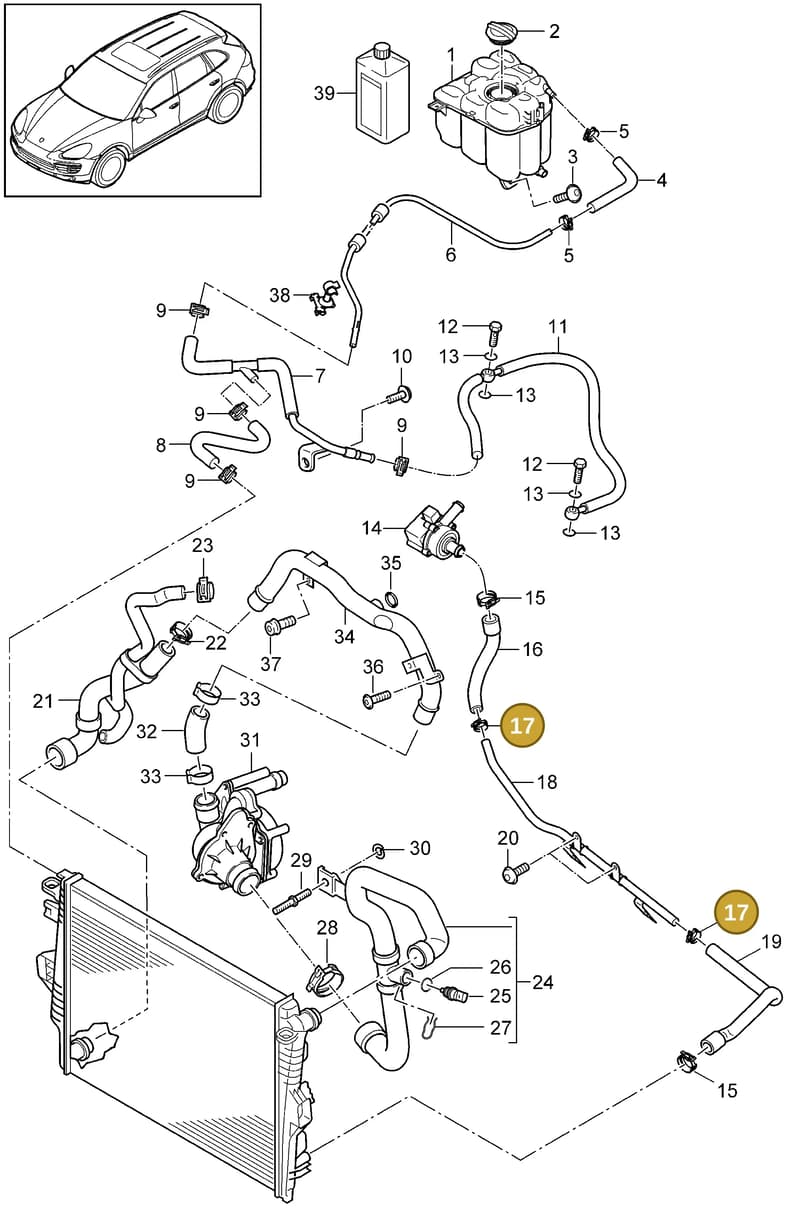 95810637810 — Porsche Cayenne (2010-2018) diagram p37105070, position 17