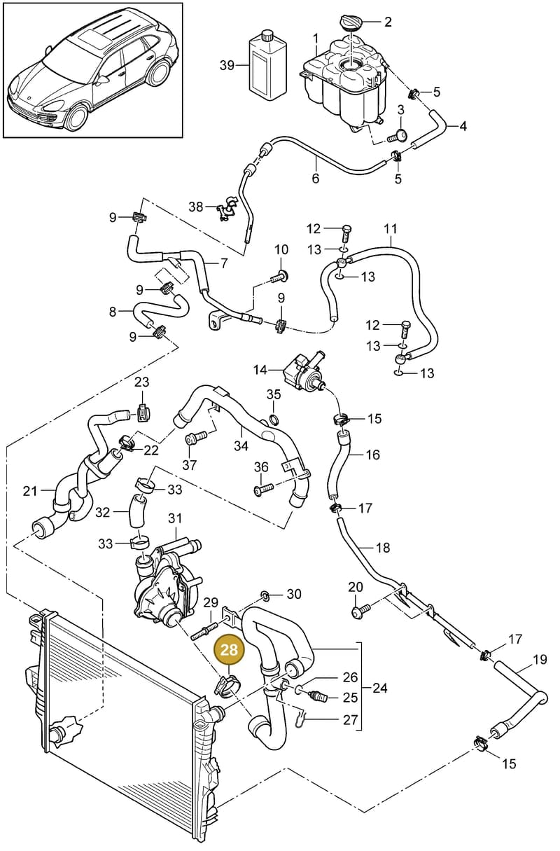 95810638010 — Porsche Cayenne (2010-2018) diagram p37105070, position 28