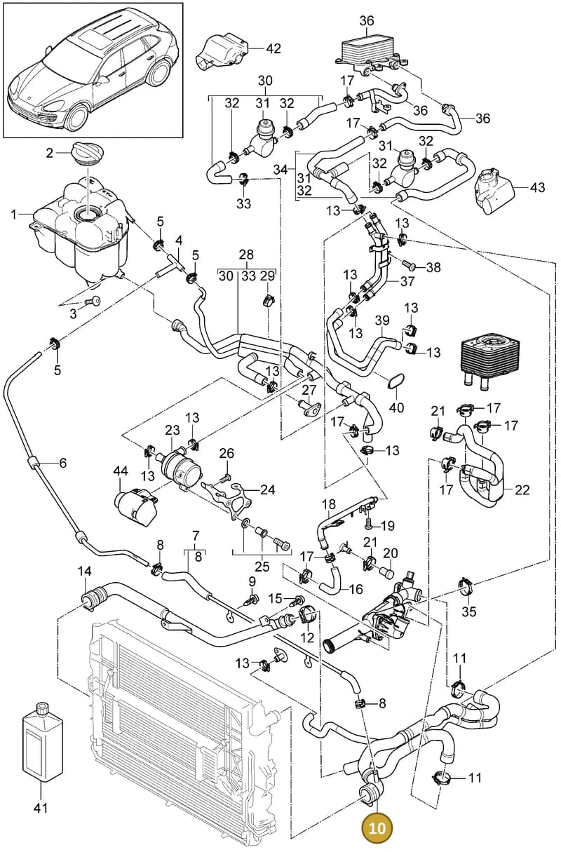 95810640111 — Porsche Cayenne (2010-2018) diagram p37105040, position 10