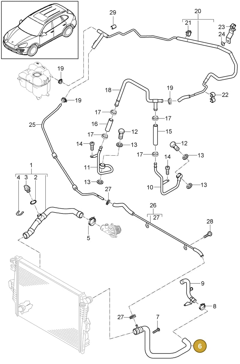 95810640130 — Porsche Cayenne (2010-2018) diagram p37105050, position 6