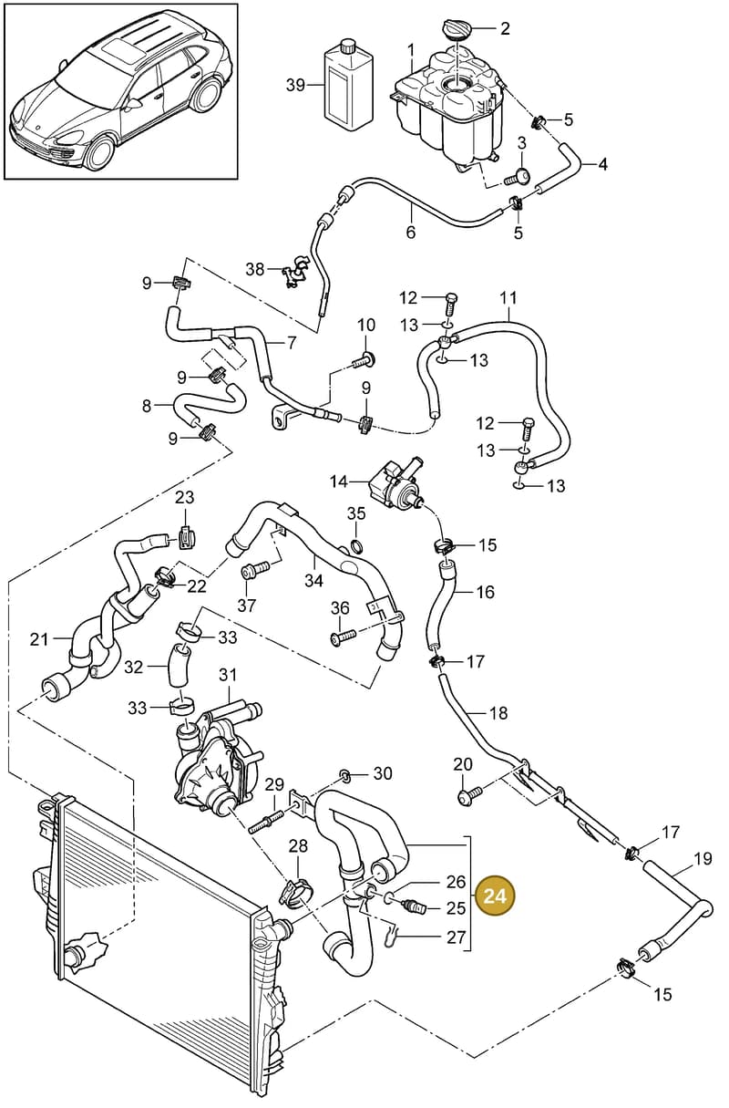 95810640150 — Porsche Cayenne (2010-2018) diagram p37105070, position 24