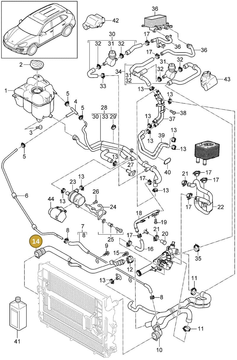 95810640211 — Porsche Cayenne (2010-2018) diagram p37105040, position 14