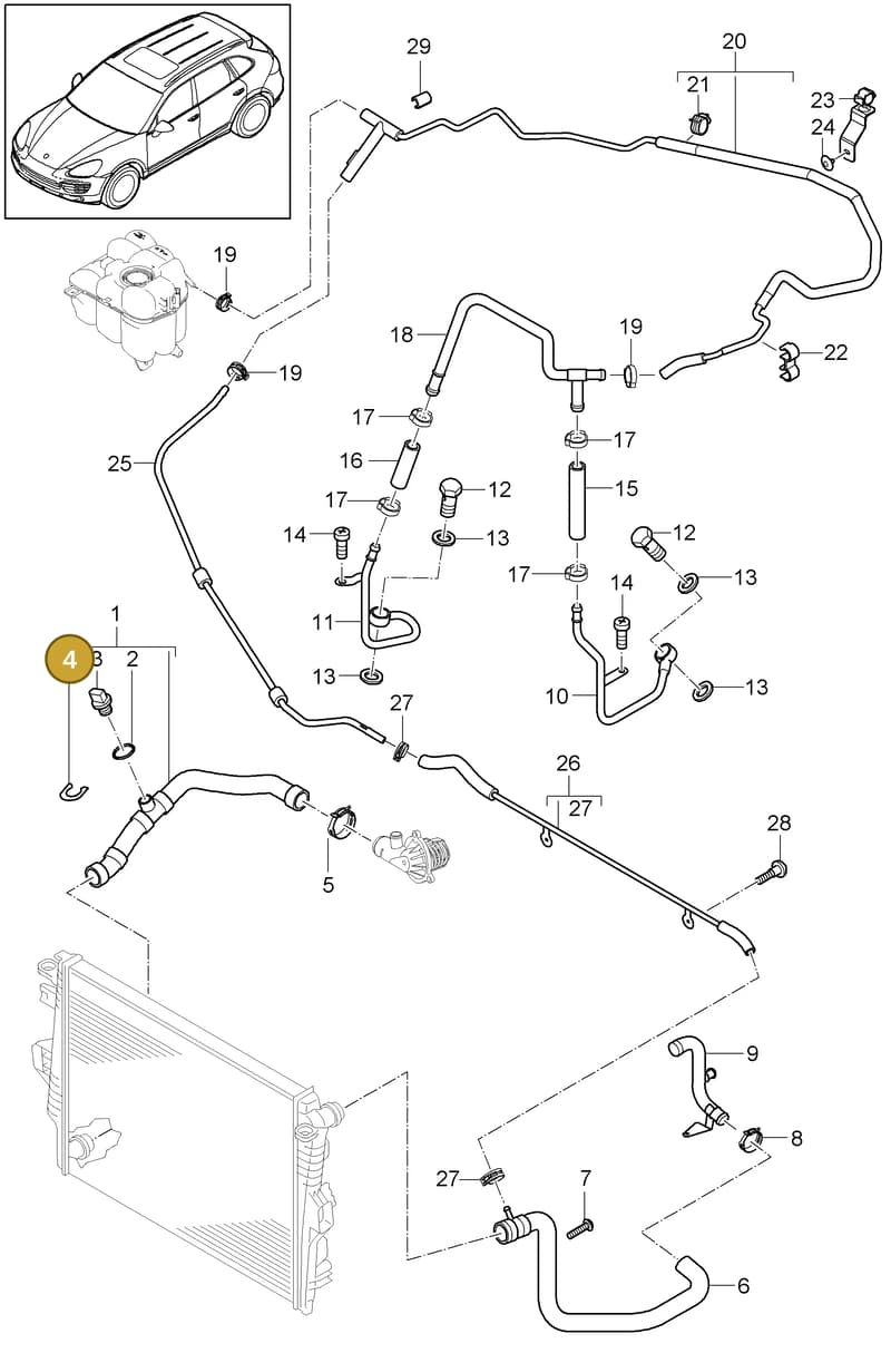 95810640700 — Porsche Cayenne (2010-2018) diagram p37105050, position 4
