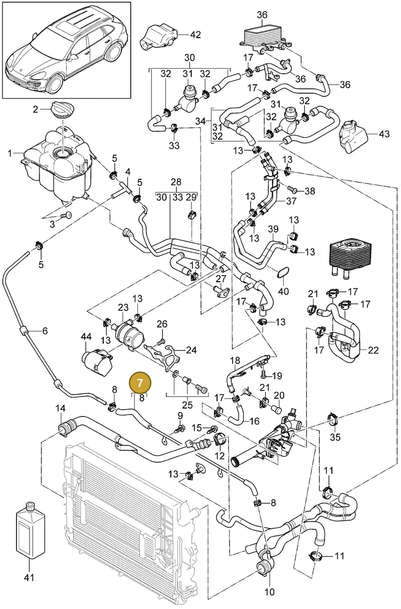 95810643000 — Porsche Cayenne (2010-2018) diagram p37105040, position 7