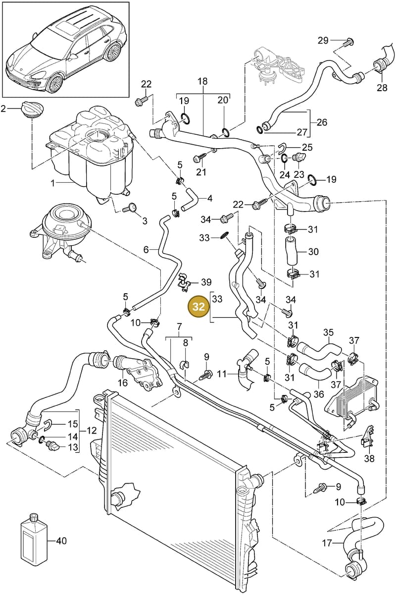 95810644402 — Porsche Cayenne (2010-2018) diagram p37105060, position 32