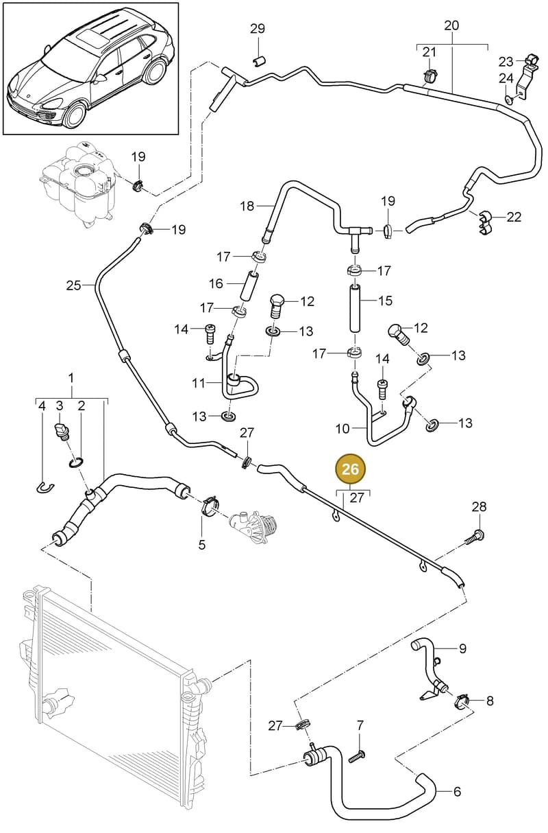 95810645302 — Porsche Cayenne (2010-2018) diagram p37105050, position 26