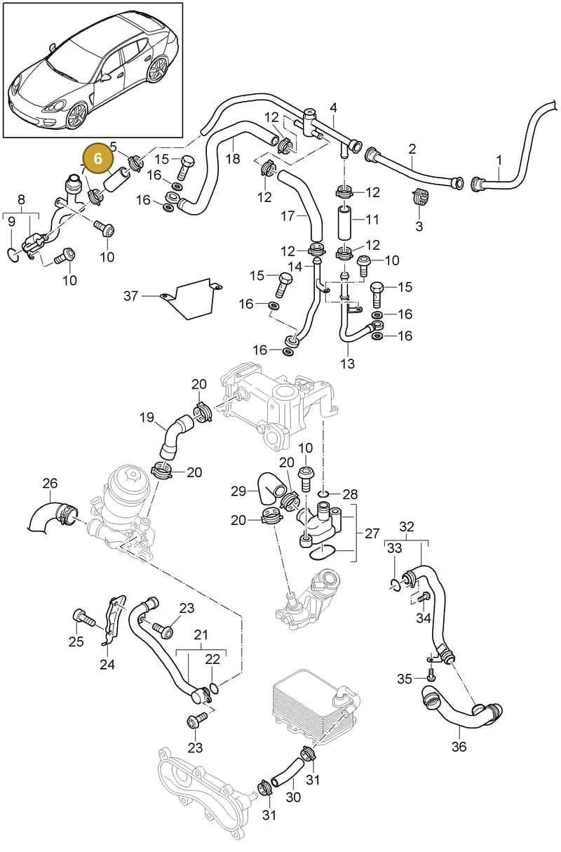 95810645600 — Porsche Panamera (2009-2016) diagram p35105070, position 6