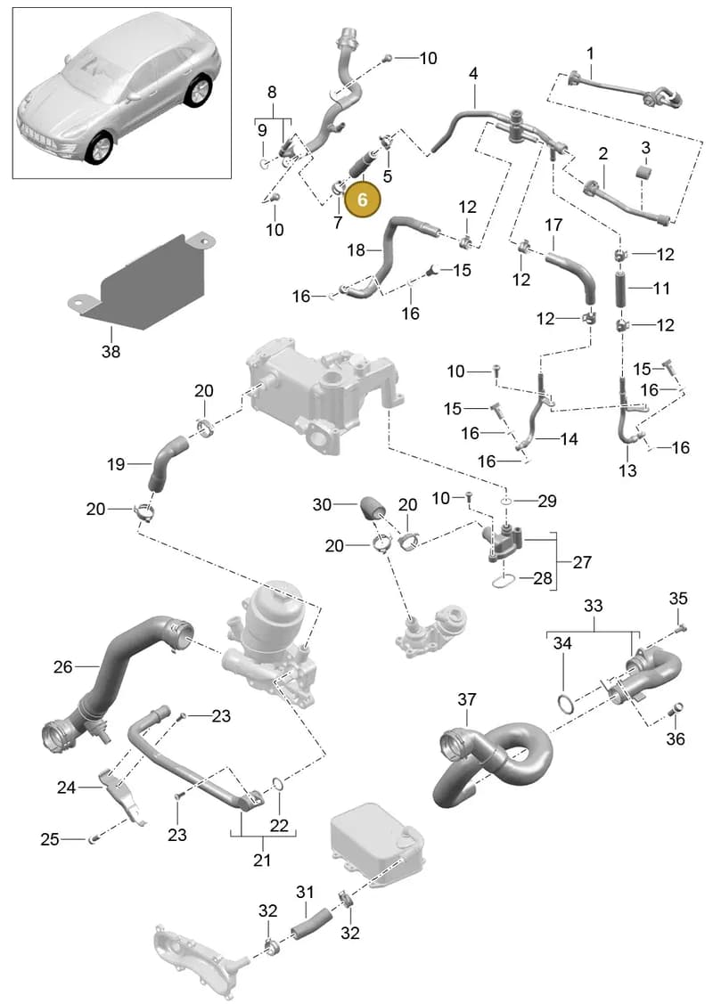 95810645600 — Porsche Macan (2013-2018) diagram p44105070, position 6