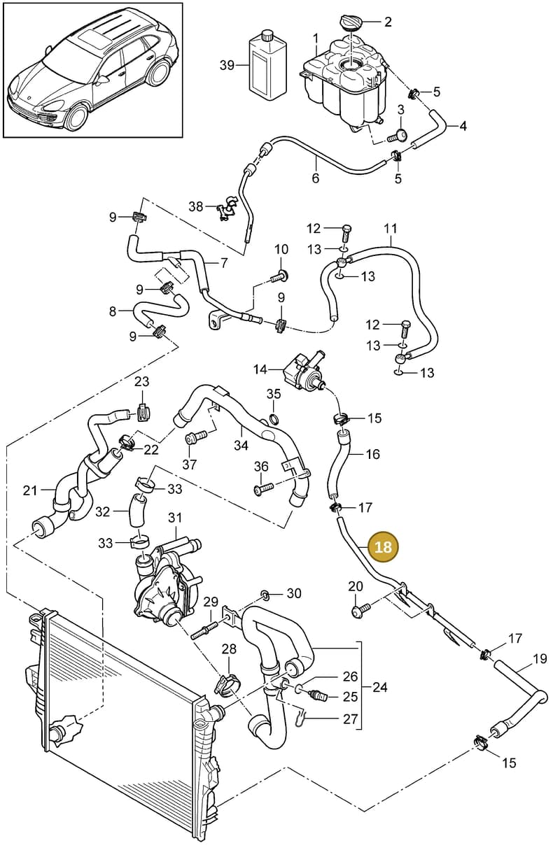 95810646510 — Porsche Cayenne (2010-2018) diagram p37105070, position 18