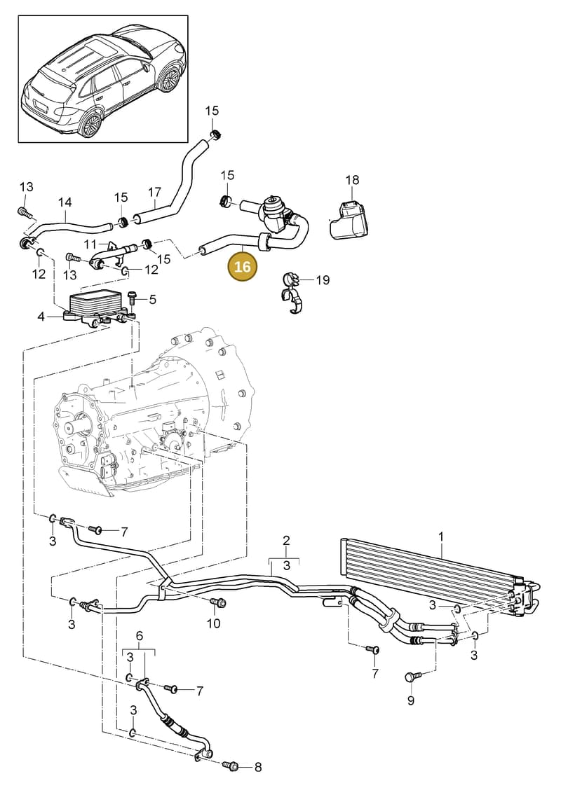 95810654930 — Porsche Cayenne (2010-2018) diagram p37360050, position 16