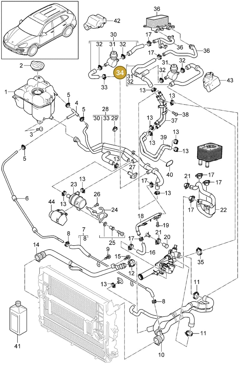 95810655020 — Porsche Cayenne (2010-2018) diagram p37105040, position 34