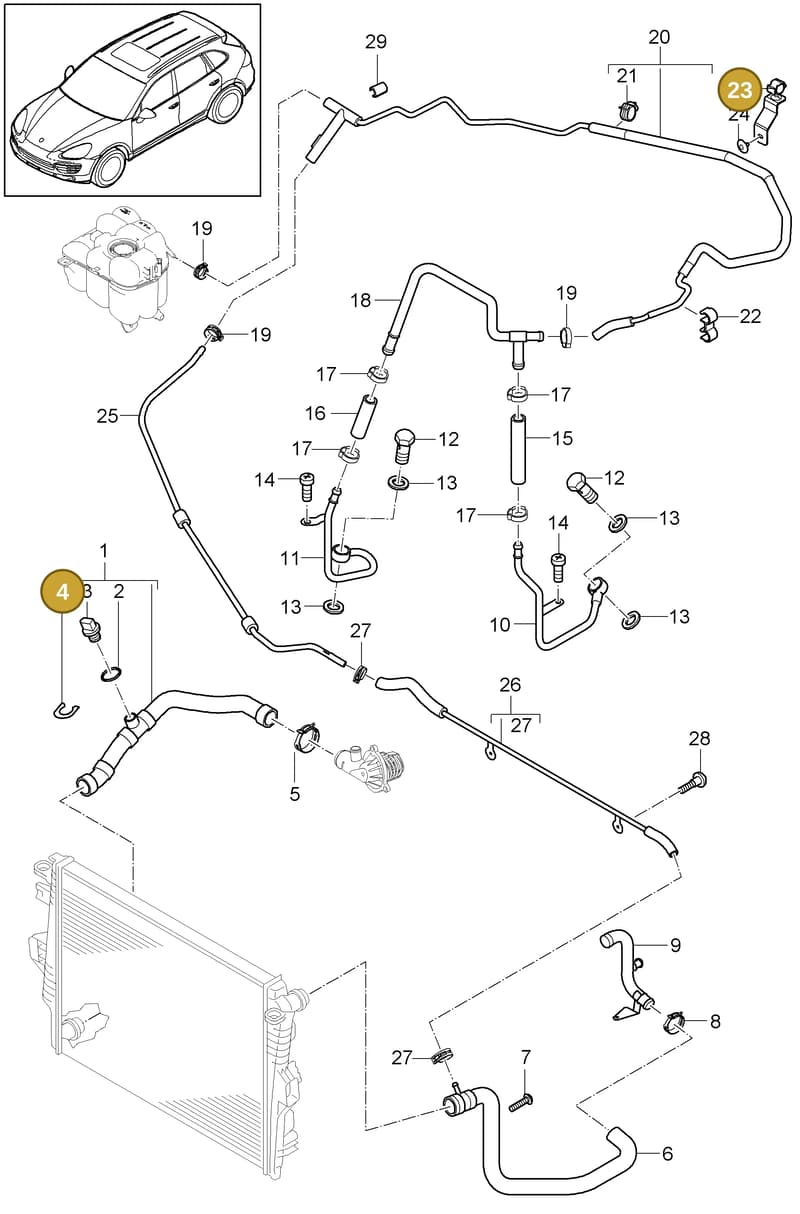 95810656900 — Porsche Cayenne (2010-2018) diagram p37105050, position 4+23