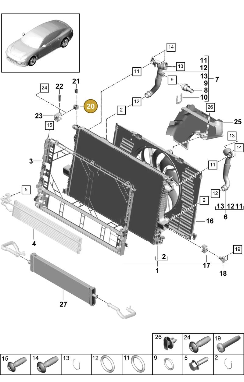 95810665100 — Porsche Panamera (2016-2020) diagram p49105040, position 20