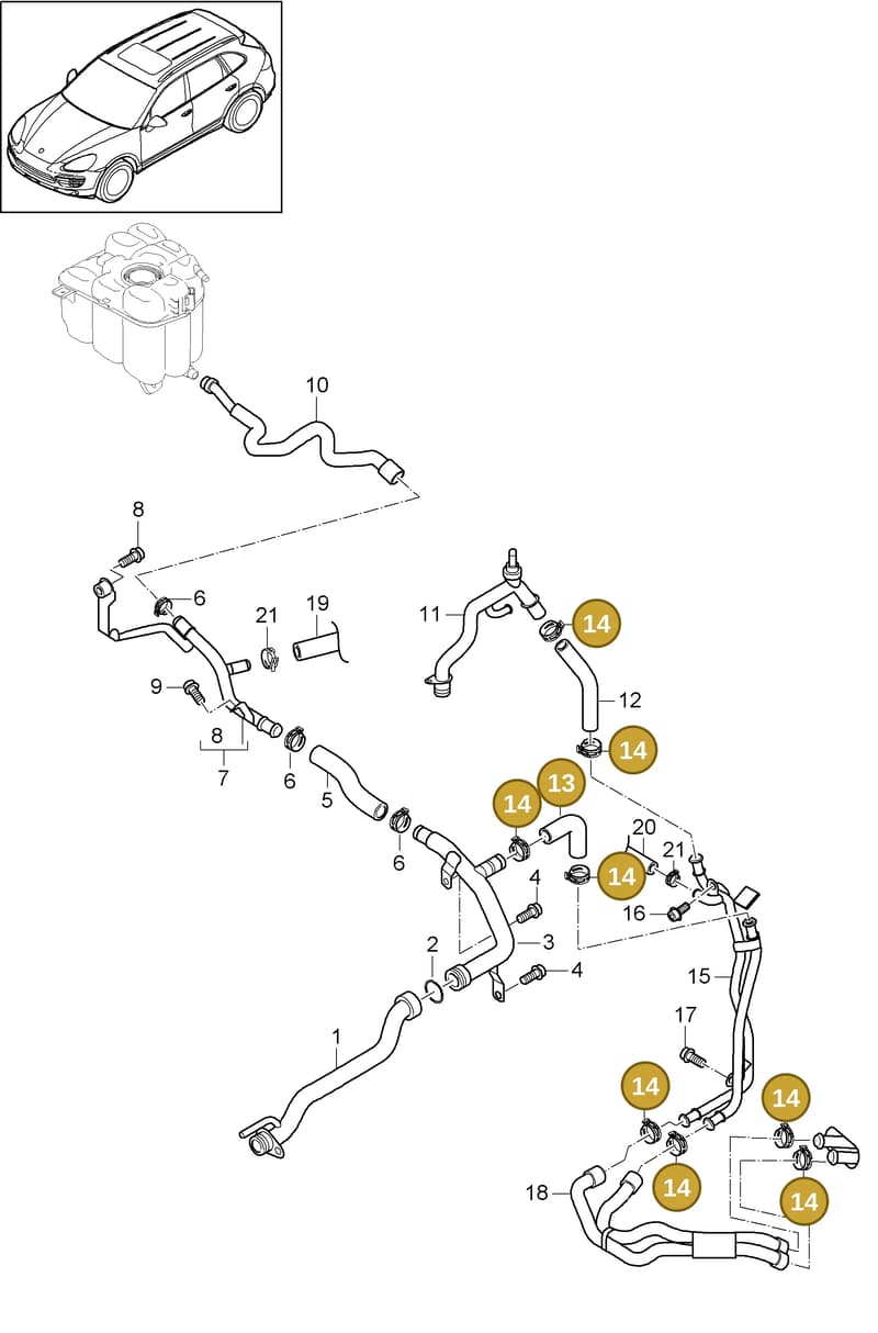 95810665800 — Porsche Cayenne (2010-2018) diagram p37105080, position 13+14
