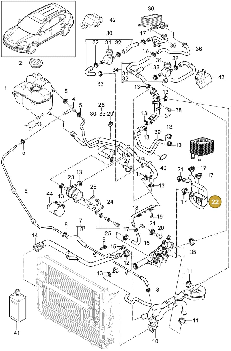 95810669650 — Porsche Cayenne (2010-2018) diagram p37105040, position 22