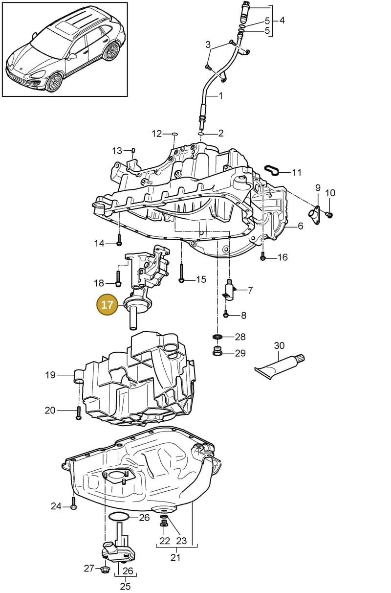 95810701301 — Porsche Cayenne (2010-2018) diagram p37104030, position 17