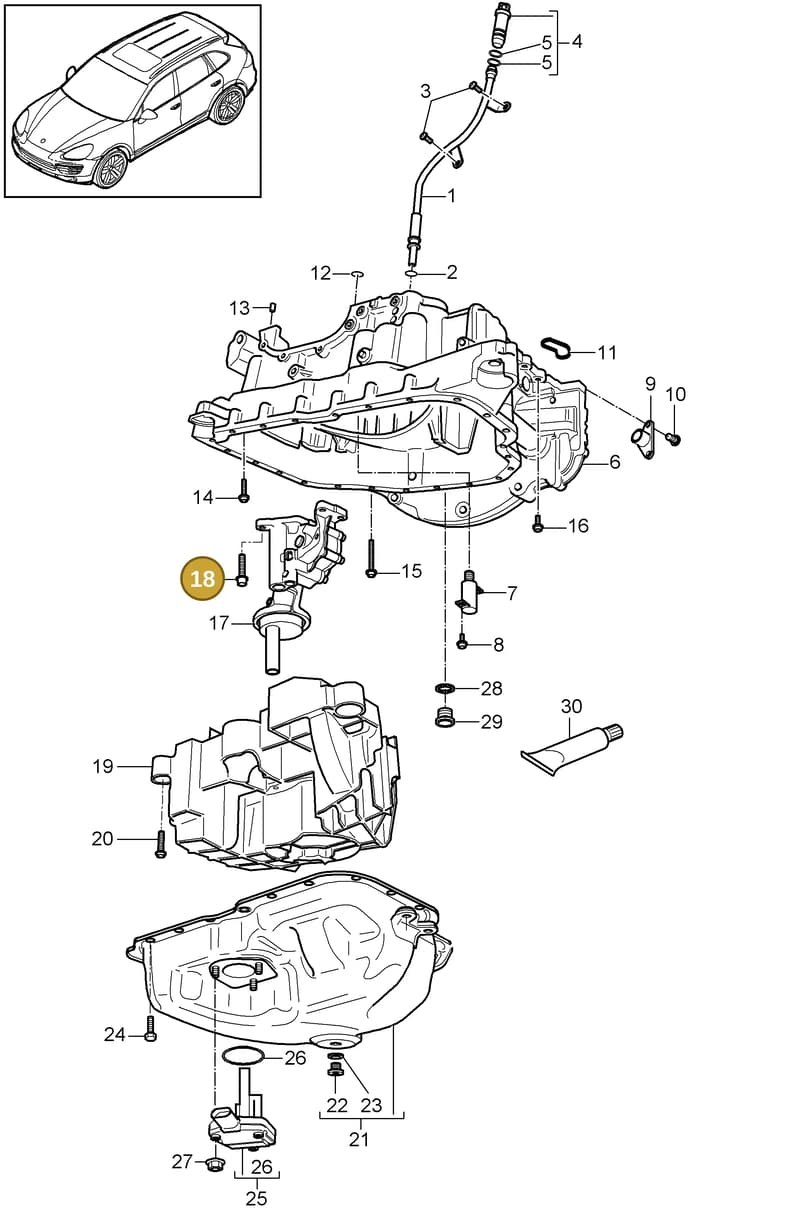 95810701331 — Porsche Cayenne (2010-2018) diagram p37104030, position 18