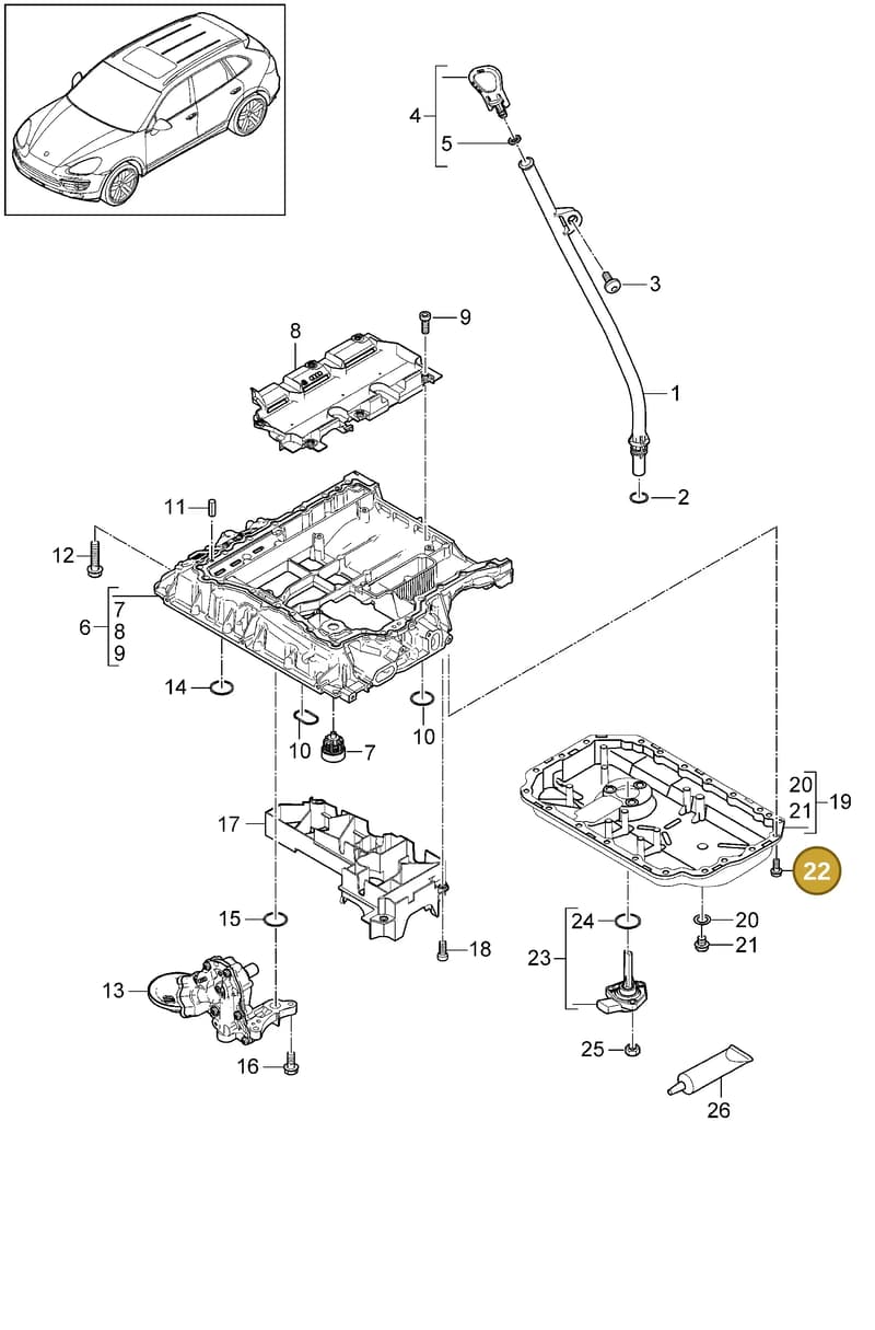 95810703000 — Porsche Cayenne (2010-2018) diagram p37104040, position 22