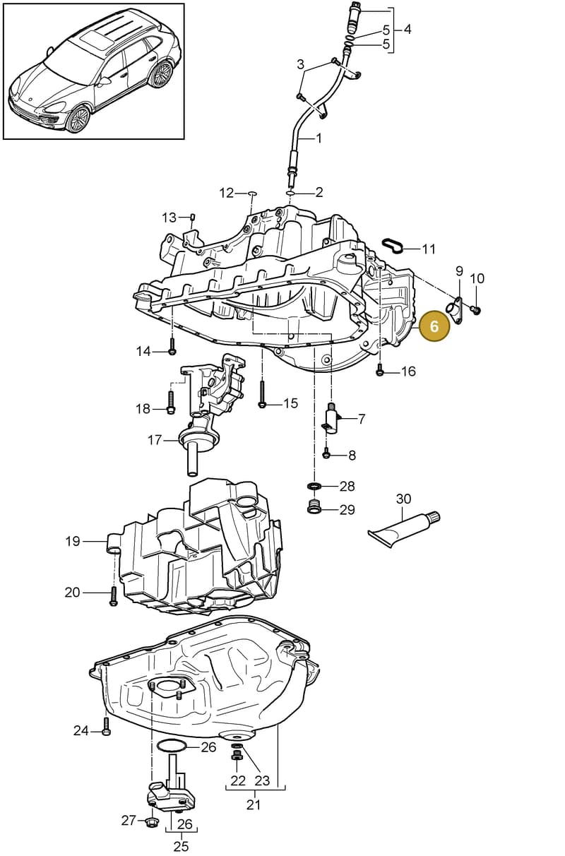 95810707100 — Porsche Cayenne (2010-2018) diagram p37104030, position 6