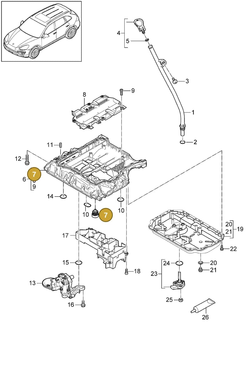 95810707130 — Porsche Cayenne (2010-2018) diagram p37104040, position 7