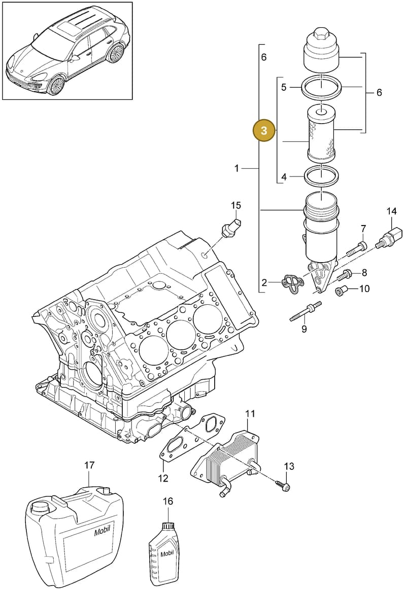 95810722201 — Porsche Cayenne (2010-2018) diagram p37104080, position 3