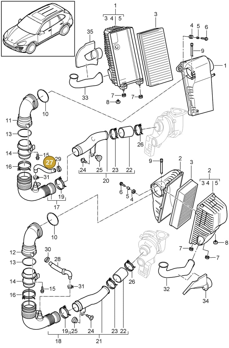 95810723700 — Porsche Cayenne (2010-2018) diagram p37106050, position 27