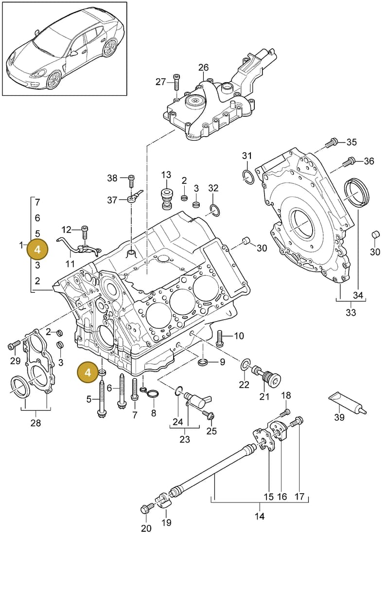 95810754300 — Porsche Panamera (2009-2016) diagram p35101050, position 4