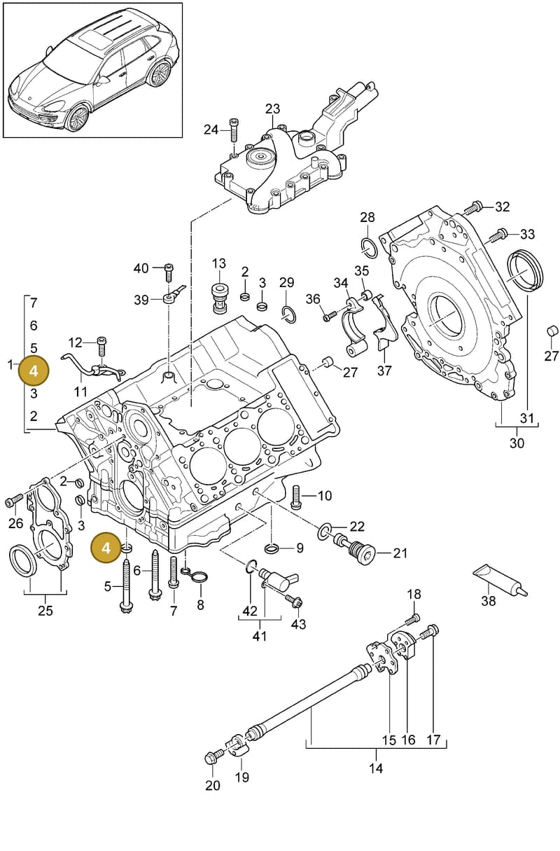 95810754300 — Porsche Cayenne (2010-2018) diagram p37101070, position 4