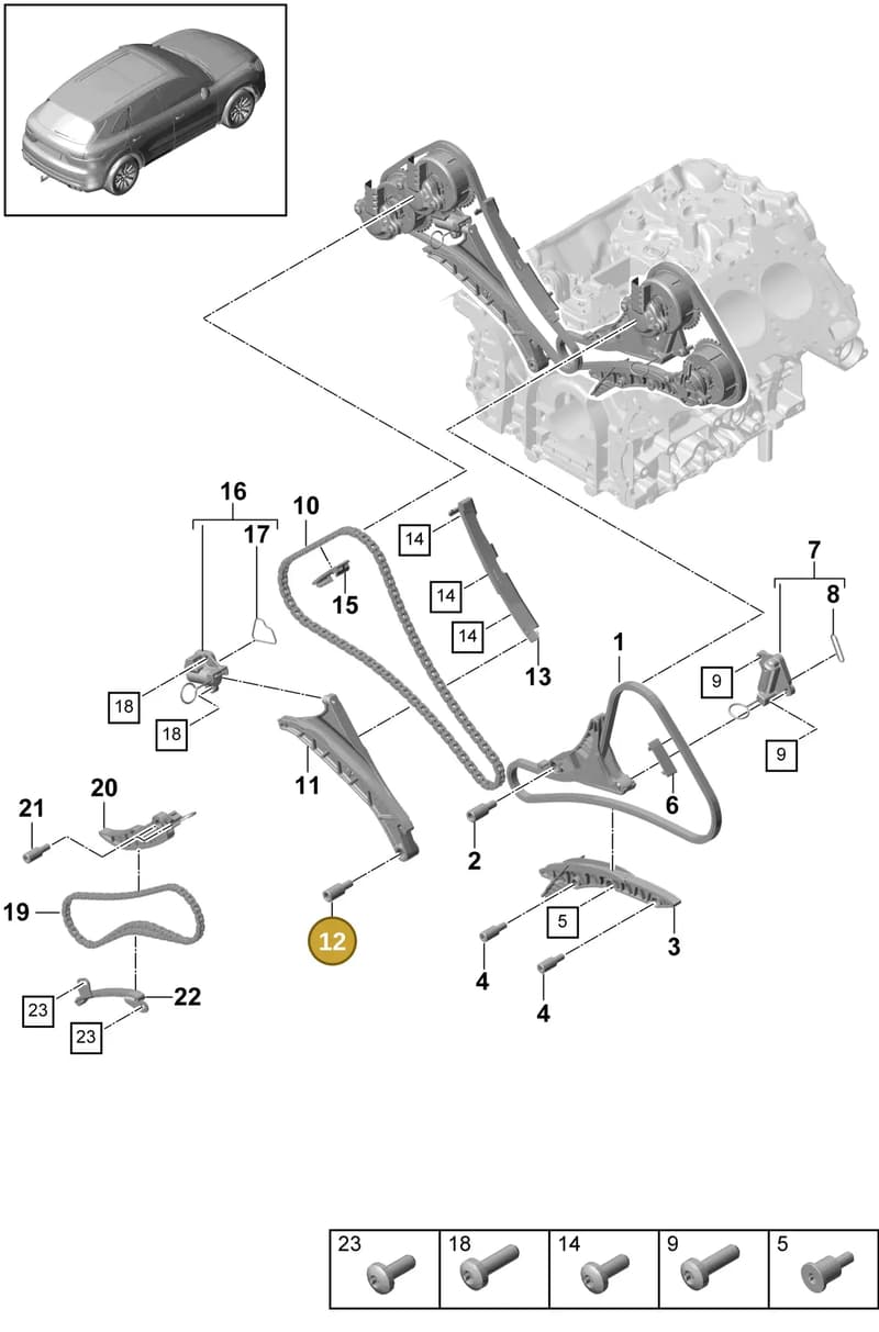 95810950910 — Porsche Cayenne (2017-2023) diagram p51103080, position 12