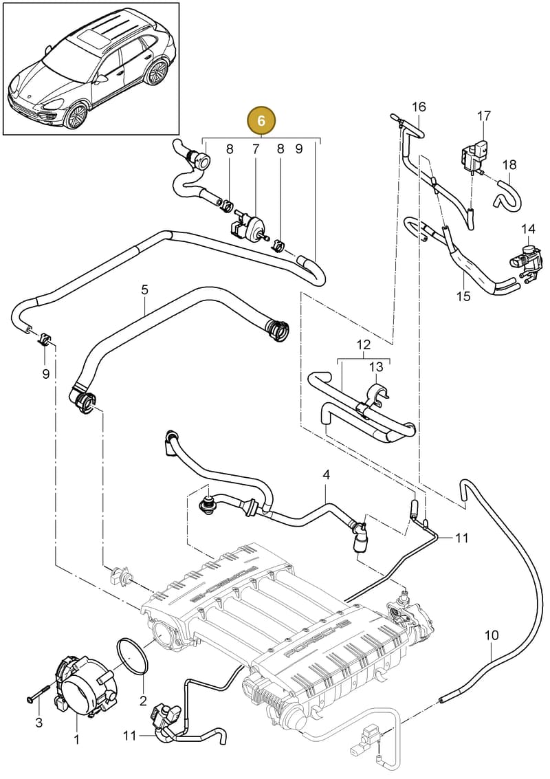 95811002021 — Porsche Cayenne (2010-2018) diagram p37107010, position 6
