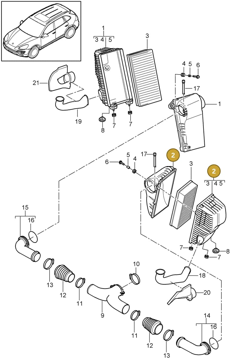 95811002185 — Porsche Cayenne (2010-2018) diagram p37106000, position 2