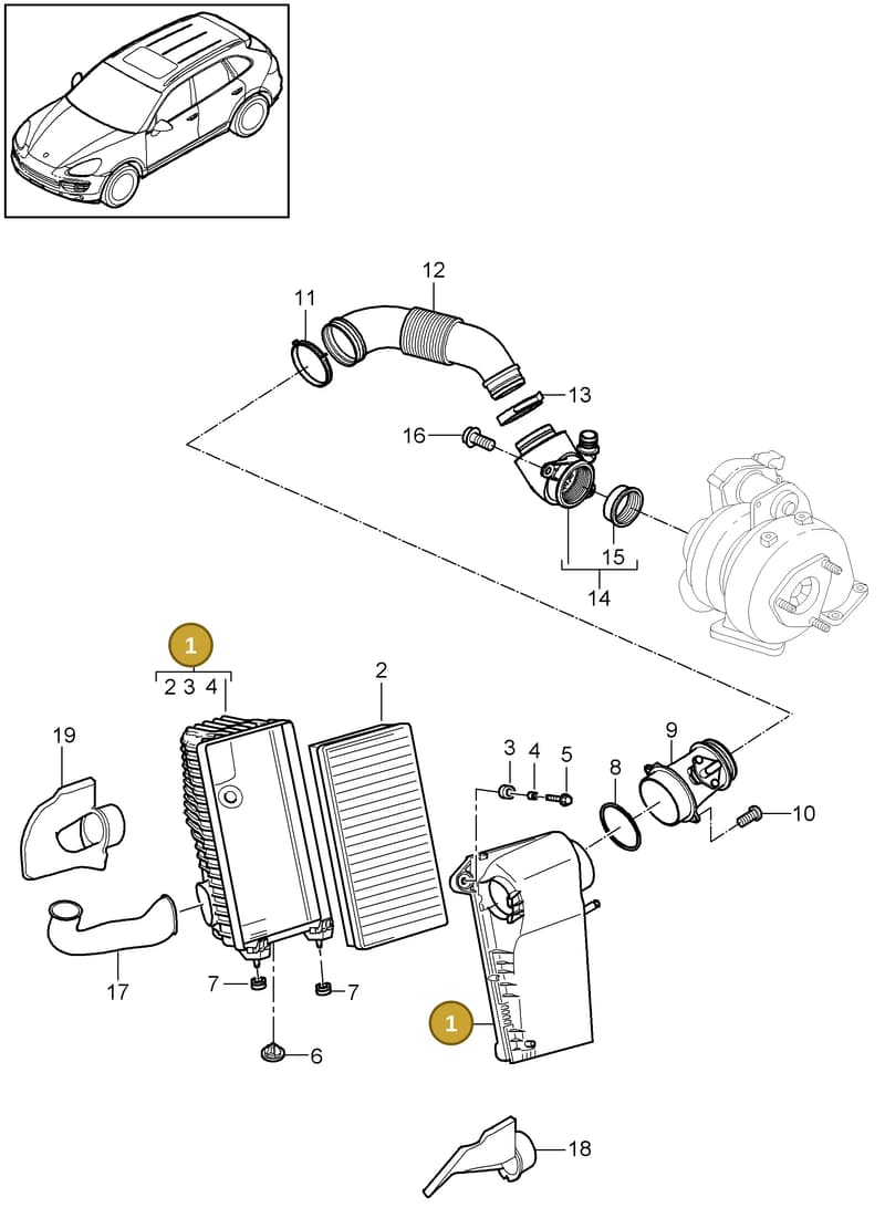 95811002250 — Porsche Cayenne (2010-2018) diagram p37106030, position 1