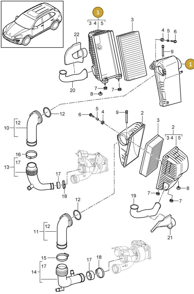 95811002270 — Porsche Cayenne (2010-2018) diagram p37106010, position 1