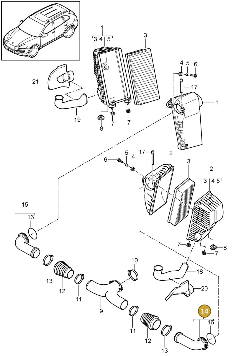 95811011300 — Porsche Cayenne (2010-2018) diagram p37106000, position 14