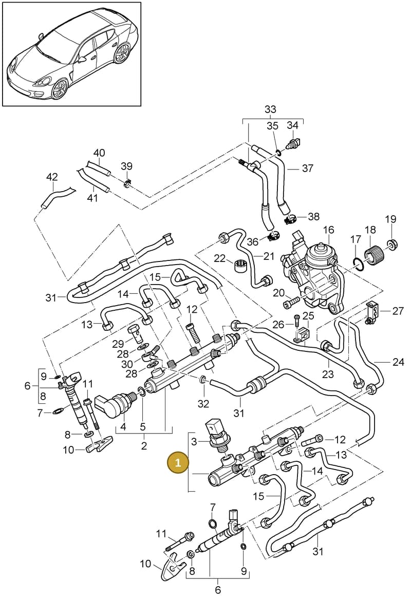 95811011530 — Porsche Panamera (2009-2016) diagram p35107040, position 1