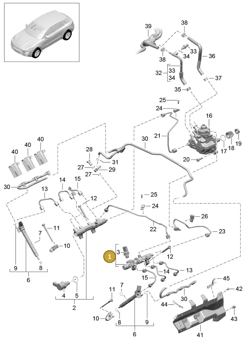 95811011530 — Porsche Macan (2013-2018) diagram p44107040, position 1