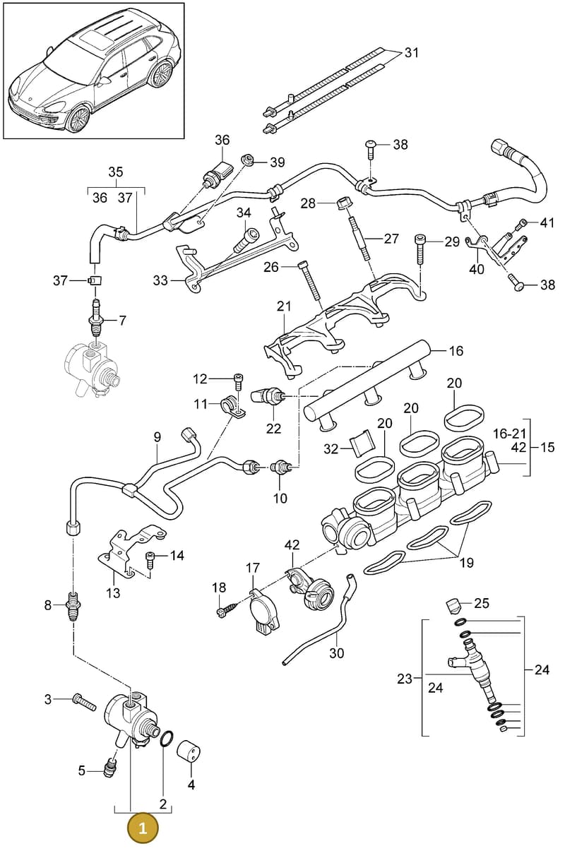 95811011540 — Porsche Cayenne (2010-2018) diagram p37107040, position 1