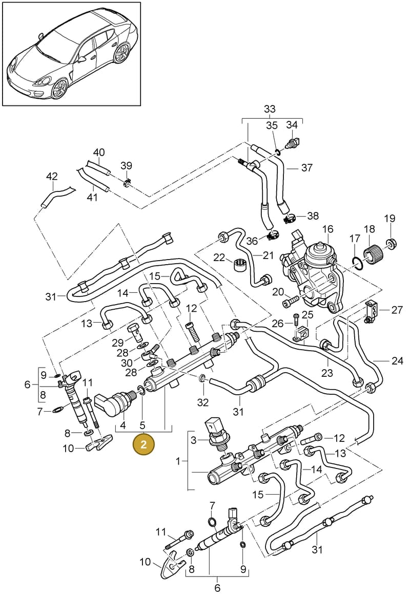95811011631 — Porsche Panamera (2009-2016) diagram p35107040, position 2