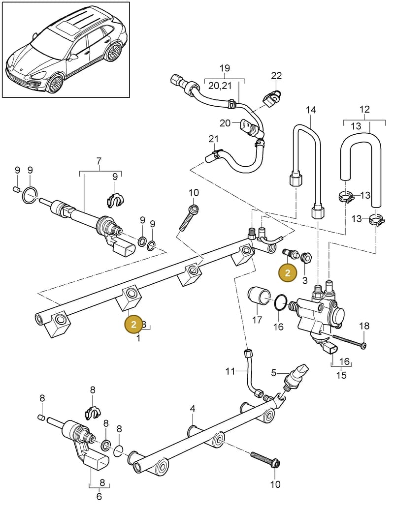 95811011631 — Porsche Cayenne (2010-2018) diagram p37107030, position 2
