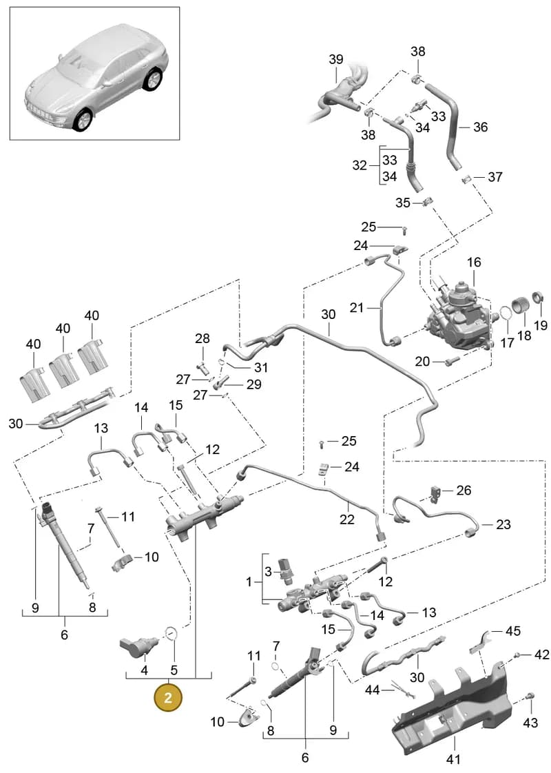 95811011631 — Porsche Macan (2013-2018) diagram p44107040, position 2