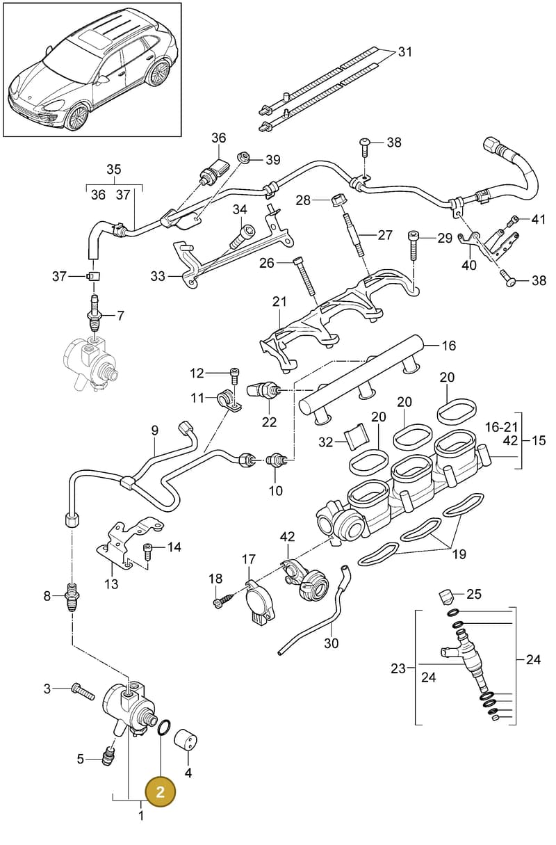 95811011640 — Porsche Cayenne (2010-2018) diagram p37107040, position 2