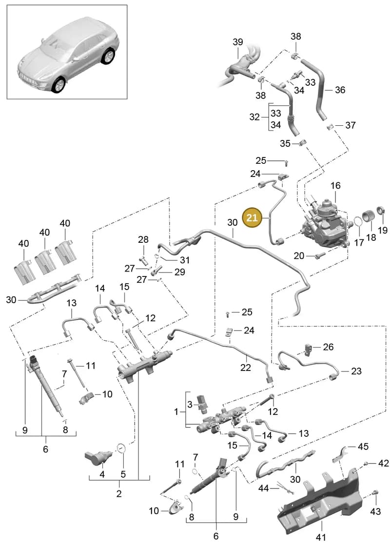 95811012540 — Porsche Macan (2013-2018) diagram p44107040, position 21